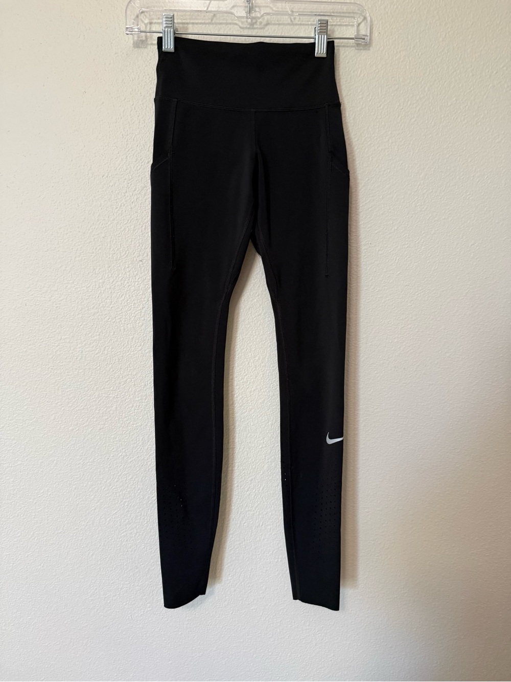 Nike Dri-FIT Women’s XXS Black High Rise Pocket Running Leggings Perforated